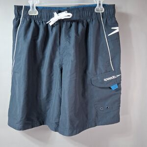 Speedo Men's Marina Volley Swim Trunks Navy Blue Mesh Lined Cargo Pocket Size M